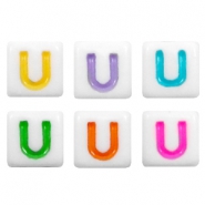 Letterkralen van acryl letter U Multicolour-wit