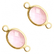 Tussenstukken van crystal glas ovaal 10x9mm Pink crystal-gold