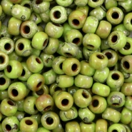 Miyuki rocailles 6/0 Opaque picasso chartreuse green 6-4515