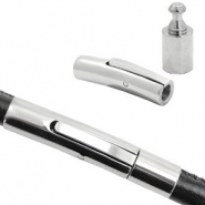 Roestvrij stalen (RVS) Stainless steel onderdelen klikslot Ø4mm Antiek zilver