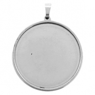 Roestvrij stalen (RVS) Stainless steel onderdelen setting bedel voor cabochon 35mm Antiek zilver