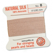 Griffin bead cord natural silk Ø0.8mm Light pink