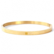 Roestvrij stalen (RVS) stainless steel armbanden met klaver Goud