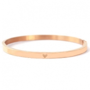 Roestvrij stalen (RVS) stainless steel armbanden met hart Ros&eacute; goud