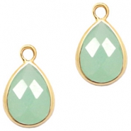 Hangers van crystal glas druppel 11x7mm Green opal-gold