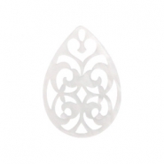 Resin hangers druppel barok 38x27mm Bright white