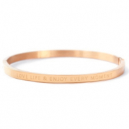 Roestvrij stalen (RVS) Stainless steel armbanden "LOVE LIFE AND ENJOY EVERY MOMENT" Ros&eacute; goud