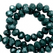 Top Facet kralen 3x2mm disc Deep green-pearl shine coating