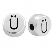 DQ metalen letterkraal Ü Antiek zilver (nikkelvrij)