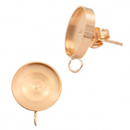 Polaris Steel (RVS) oorbellen (met oog verticaal) setting voor 7mm cabochon/Swarovski SS34 Ros&eacute; goud