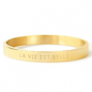 Roestvrij stalen (RVS) Stainless steel armbanden 'LA VIE EST BELLE' Goud