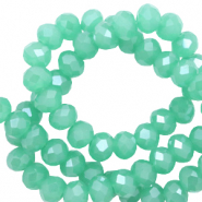 Top Facet kralen 4x3 mm disc Light emerald green-pearl shine coating