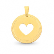 Roestvrij stalen (RVS) Stainless steel bedels 12mm heart Mix & Match Goud