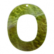 Resin hangers ovaal 48x40mm Olive green
