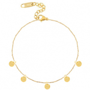 Roestvrij stalen (RVS) Stainless steel enkelbandjes coins Goud