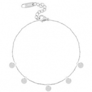 Roestvrij stalen (RVS) Stainless steel enkelbandjes coins Zilver