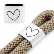 Schuivers DQ metaal "HEART" Antiek zilver (nikkelvrij)