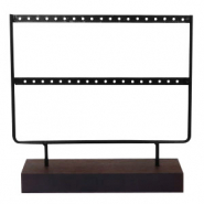 Sieraad display voor oorbellen twee rijen met houten voet Black-dark brown