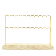 Sieraad display voor oorbellen 2 rijen Natural wood-gold