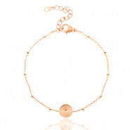 Polaris Steel (RVS) armband met setting voor 7mm cabochon / Swarovski SS34 ball Ros&eacute; goud