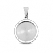 Polaris Steel (RVS) bedel met setting voor 12mm cabochon Zilver