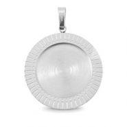 Polaris Steel (RVS) bedel met setting voor 20mm cabochon Zilver