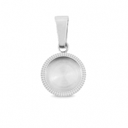 Polaris Steel (RVS) bedel met setting voor 7mm cabochon/Swarovski SS34 Zilver