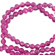 Natuursteen kralen facet geslepen 3mm Magenta pink