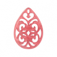 Resin hangers druppel barok 38x27mm Fruit dove pink