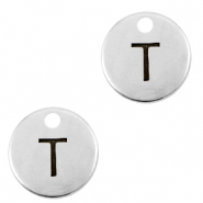 Bedels DQ metaal initial T Antiek zilver (nikkelvrij)