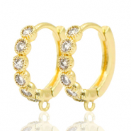 Brass TQ metaal oorbel strass sluitbaar met oog Goud