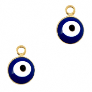 Basic Quality metalen bedels 6mm boze oog Goud-blauw