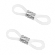 Roestvrij stalen (RVS) Stainless steel onderdelen bril koord eindje Transparant-zilver