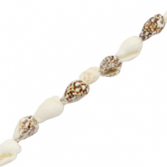 Schelp kralen wulk Mixed brown-white
