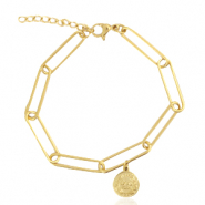 Roestvrij stalen (RVS) Stainless steel armbanden coin Goud