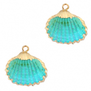 Schelp hangers specials Kokkel Gold-Turquoise blue
