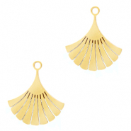 Roestvrij stalen (RVS) Stainless steel bedels Ginkgo blad Goud