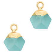 Natuursteen hangers hexagon Turquoise blue-gold