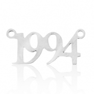 Roestvrij stalen (RVS) Stainless steel bedels/tussenstuk jaartal 1994 Zilver