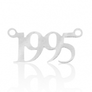 Roestvrij stalen (RVS) Stainless steel bedels/tussenstuk jaartal 1995 Zilver