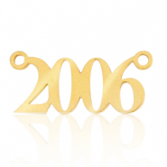 Roestvrij stalen (RVS) Stainless steel bedels / tussenstuk jaartal 2006 Goud