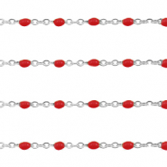 Roestvrij stalen (RVS) Stainless steel onderdelen jasseron 1mm Samba red-zilver
