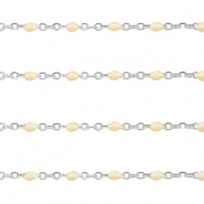 Roestvrij stalen (RVS) Stainless steel onderdelen jasseron 1mm Almond oil beige-zilver