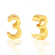 Roestvrij stalen (RVS) Stainless steel kralen cijfer 3 Goud