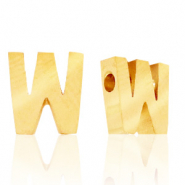 Roestvrij stalen (RVS) Stainless steel kralen letter W Goud
