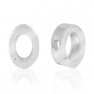 Roestvrij stalen (RVS) Stainless steel kralen letter O Zilver