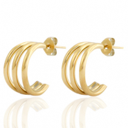 Roestvrij stalen (RVS) Stainless steel oorbellen / oorstekers creolen Goud