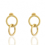 Roestvrij stalen (RVS) Stainless steel oorbellen / oorstekers ringen Goud