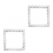 Roestvrij stalen (RVS) Stainless steel bedels / tussenstuk square Zilver