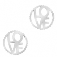 Roestvrij stalen (RVS) Stainless steel bedels/tussenstuk "LOVE" Zilver